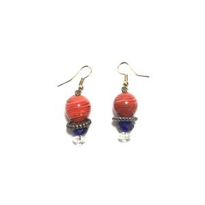Orange swirl glass bead dangle earrings